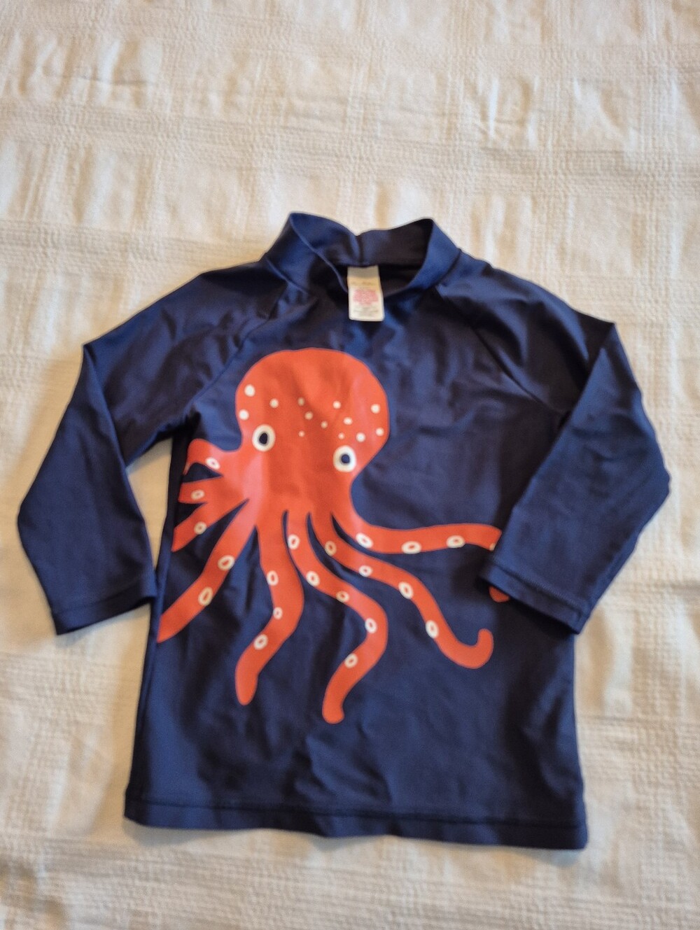 Mini Boden boys 6-7 years Octopus rash guard navy blue VGUC no snags or pilling